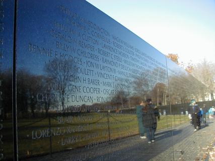 Names on Vietnam Veterans Memorial<br>Location: <a href="https://www.google.com/maps/search/?api=1&query=38.89103,-77.048" target="_new">Vietnam Veterans Memorial</a>